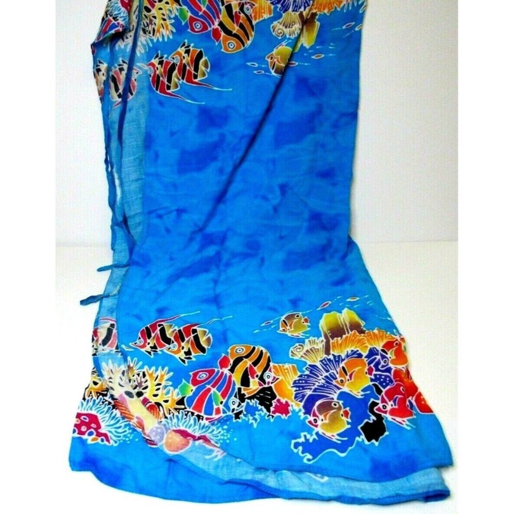 VTG 1980s Hawaiian Aloha Sarong Dress Wrap Hawaii VLV Boho Beach Swim Rayon